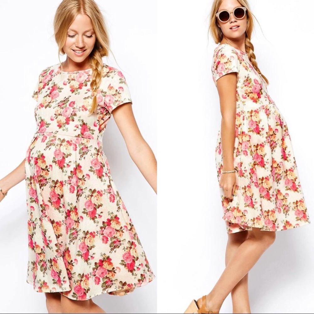 ASOS Maternity Textured Floral Skater Dress